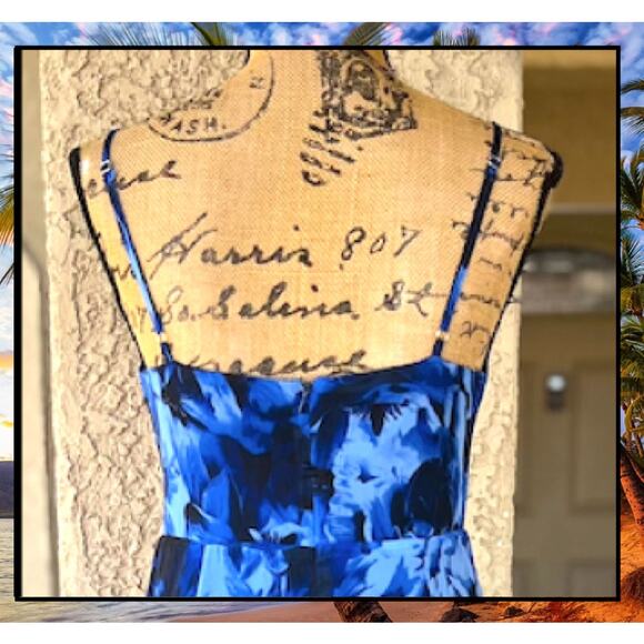 Lulus Beautiful Soul Blue Floral Print Twist-Front Maxi Dress Size M - Picture 4 of 11